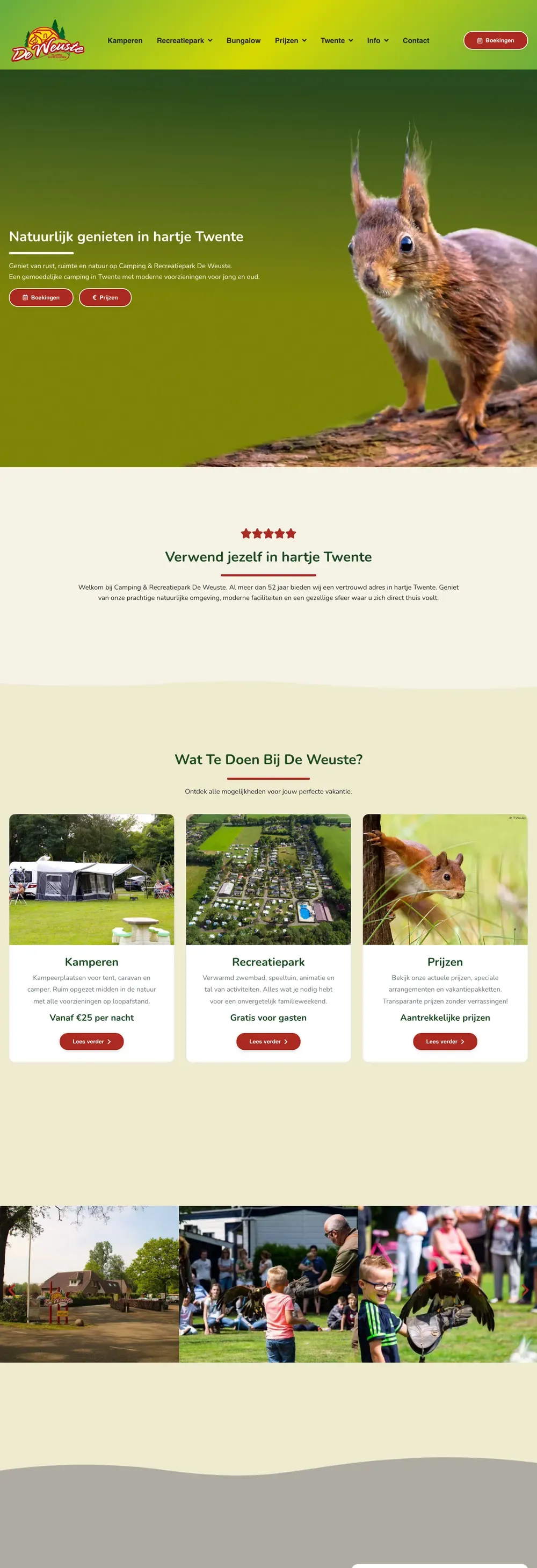 De homepage van Camping De Weuste